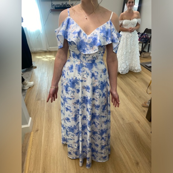 Blue floral bridesmaids dress - Picture 2 of 3